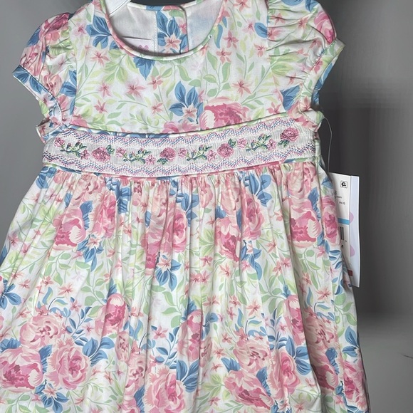 Bonnie Baby Smocked Pink and Blue Matching Set - Picture 2 of 4